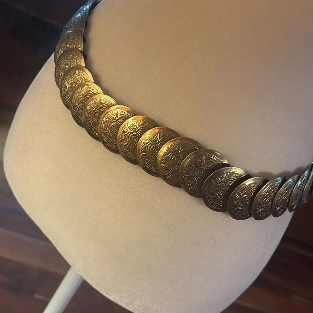 Vintage Metal Stretch Gold Disc Belt